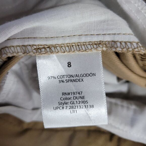 George Womens Pants Capris Dressy Casual Mid Rise Flat Front Light Camel 8 - Picture 5 of 6